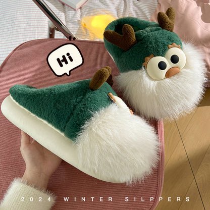 Plush Christmas Deer Slippers