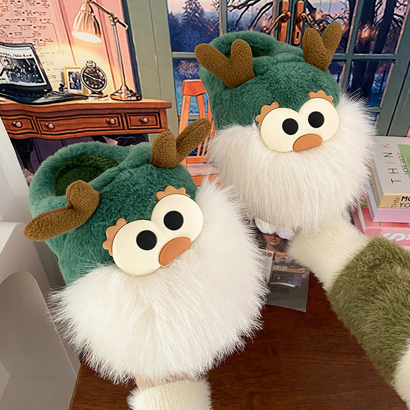Plush Christmas Deer Slippers