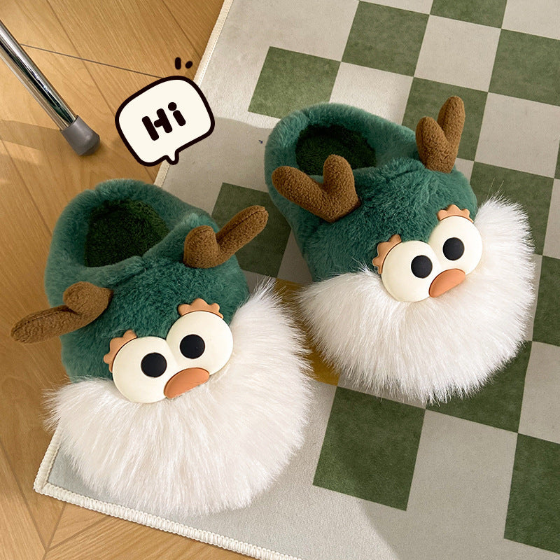 Plush Christmas Deer Slippers