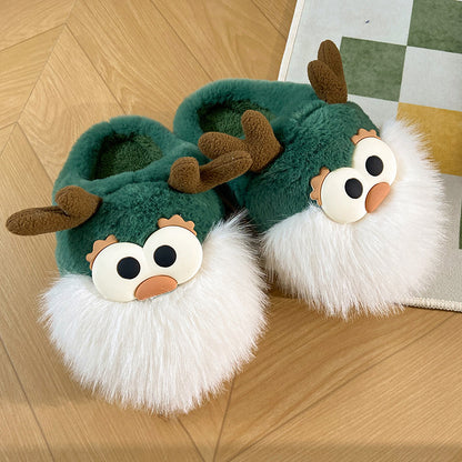 Plush Christmas Deer Slippers