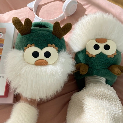Plush Christmas Deer Slippers