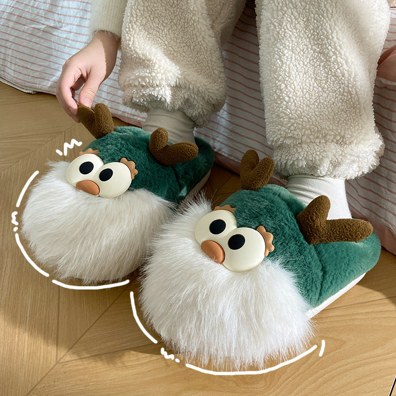 Plush Christmas Deer Slippers