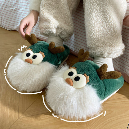 Plush Christmas Deer Slippers
